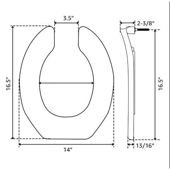 Commercial Heavy Duty Open Front Toilet Seat without Cover Round - Picture 2 of 5